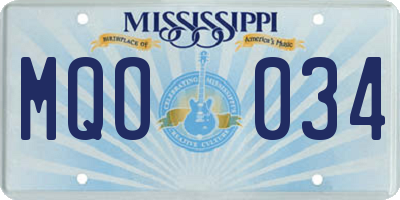MS license plate MQO034