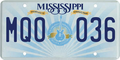 MS license plate MQO036