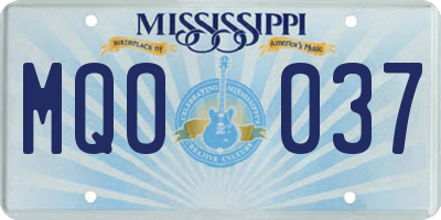 MS license plate MQO037