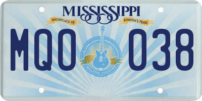 MS license plate MQO038
