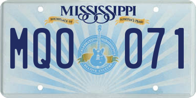 MS license plate MQO071