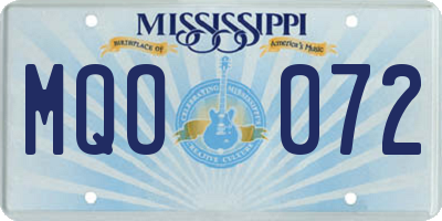 MS license plate MQO072