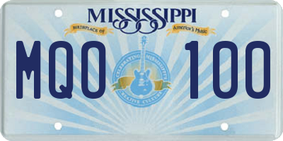 MS license plate MQO100