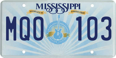 MS license plate MQO103