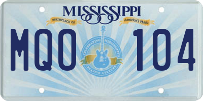 MS license plate MQO104