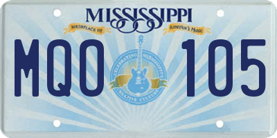 MS license plate MQO105