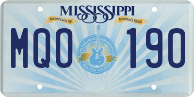 MS license plate MQO190
