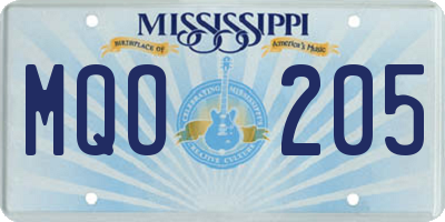 MS license plate MQO205