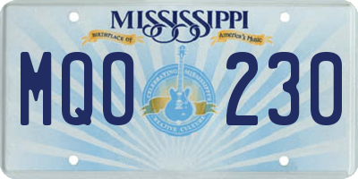 MS license plate MQO230
