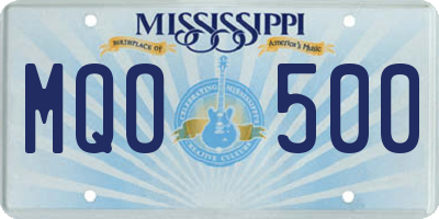 MS license plate MQO500