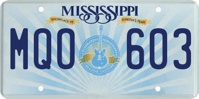 MS license plate MQO603