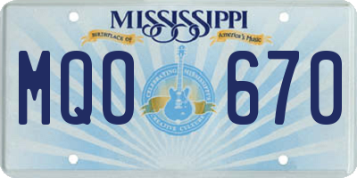 MS license plate MQO670