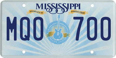 MS license plate MQO700