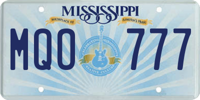 MS license plate MQO777