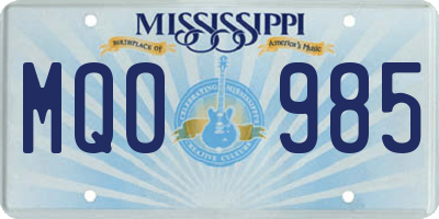 MS license plate MQO985