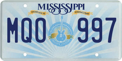 MS license plate MQO997