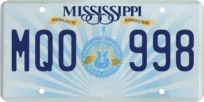 MS license plate MQO998