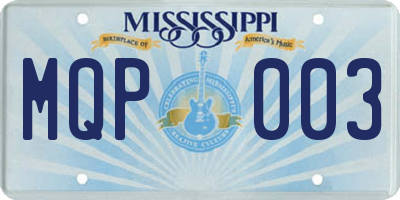 MS license plate MQP003