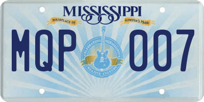 MS license plate MQP007