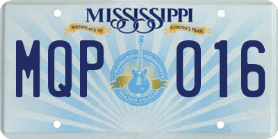 MS license plate MQP016