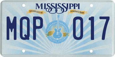 MS license plate MQP017