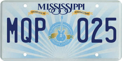 MS license plate MQP025