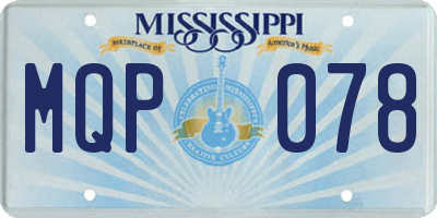 MS license plate MQP078