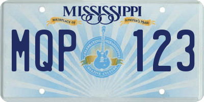 MS license plate MQP123