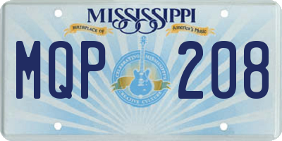 MS license plate MQP208