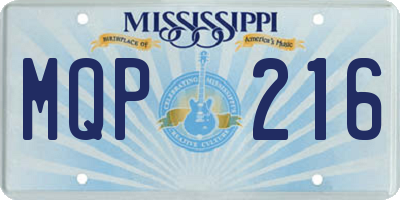 MS license plate MQP216