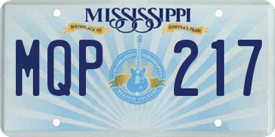 MS license plate MQP217