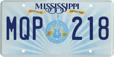 MS license plate MQP218