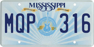 MS license plate MQP316