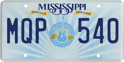 MS license plate MQP540