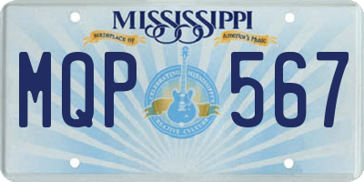 MS license plate MQP567