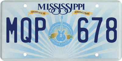 MS license plate MQP678