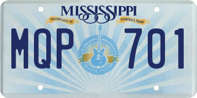 MS license plate MQP701