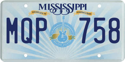 MS license plate MQP758