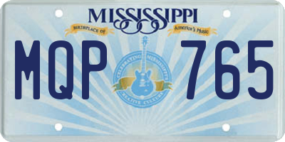 MS license plate MQP765