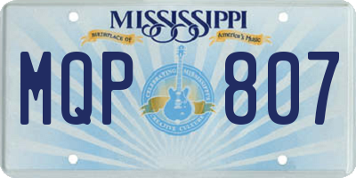MS license plate MQP807