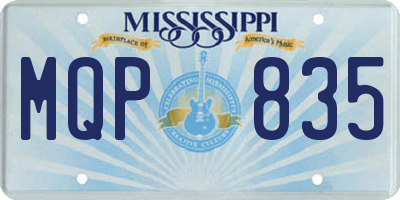 MS license plate MQP835