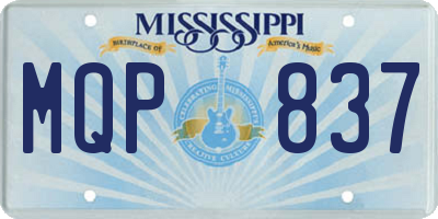 MS license plate MQP837