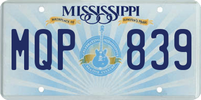 MS license plate MQP839