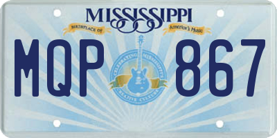 MS license plate MQP867