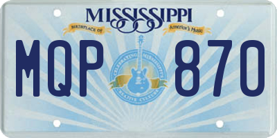 MS license plate MQP870