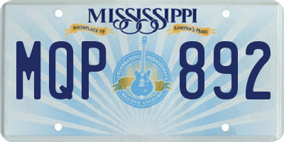 MS license plate MQP892
