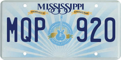 MS license plate MQP920