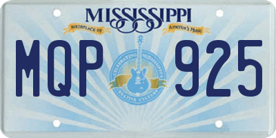 MS license plate MQP925