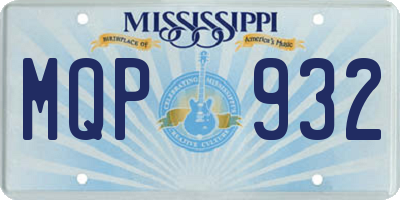 MS license plate MQP932
