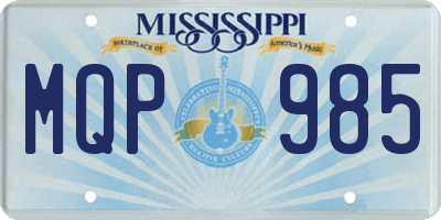 MS license plate MQP985